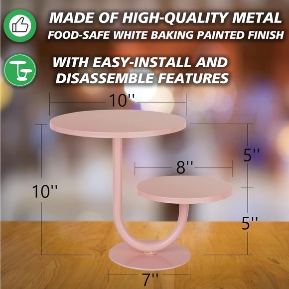 Pink Two-Tier Donut or Cake Stand Dessert Display Tray - Picture 4 of 6